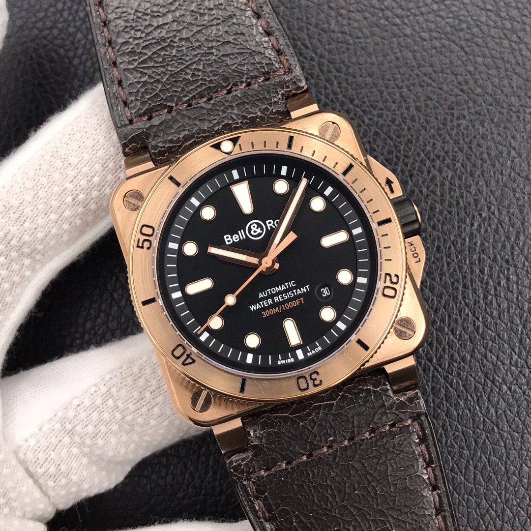 Bell Ross Replica BR 03 BR0392-CAMO-CE/SRB Leather strap 42MM - WatchesReplica.is