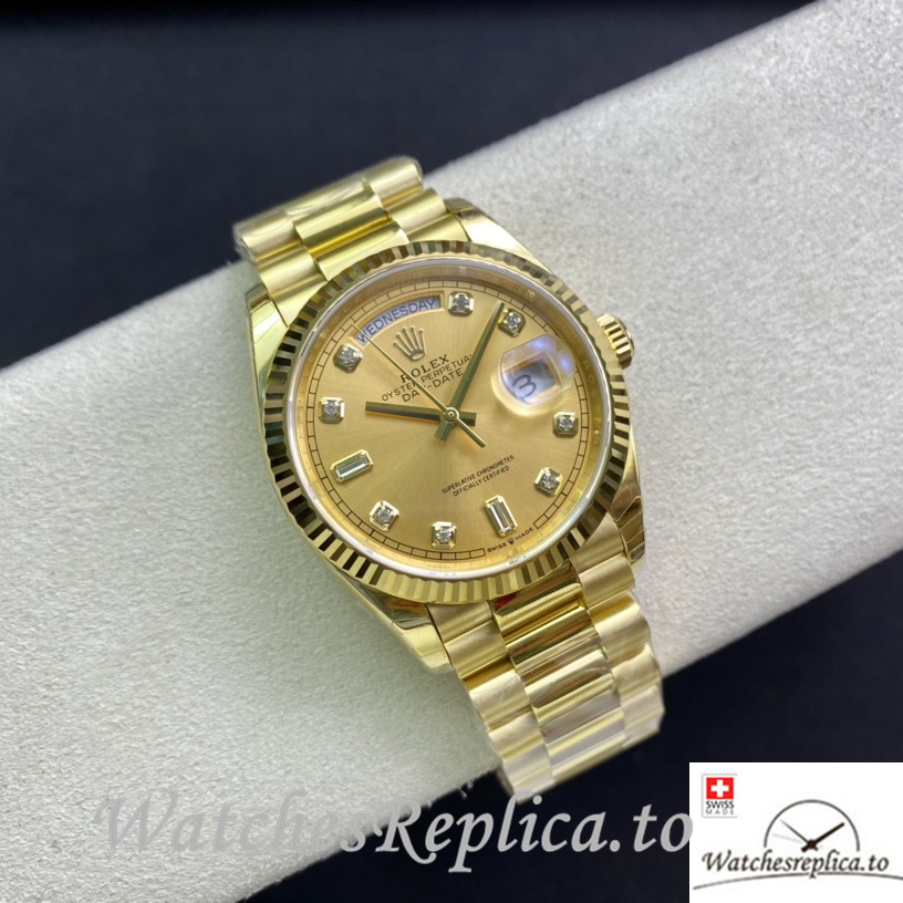 Swiss Rolex Datejust Replica 126233 Yellow Gold strap 36MM - WatchesReplica.is