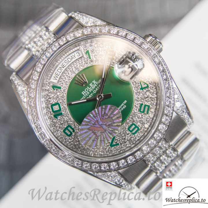 Swiss Rolex Day Date Replica Stainless steel strap 40MM - WatchesReplica.is