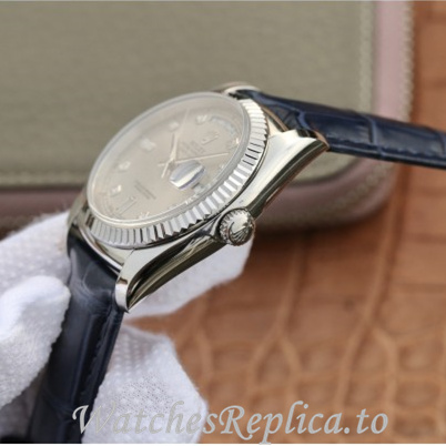 Swiss Rolex Day Date Replica 118135 Leather strap 36MM - WatchesReplica.is