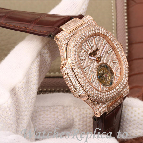 Patek Philippe Replica Nautilus Leather strap 40MM - WatchesReplica.is