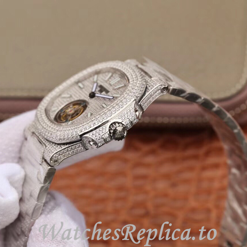Patek Philippe Replica Nautilus White Gold strap 40MM - WatchesReplica.is