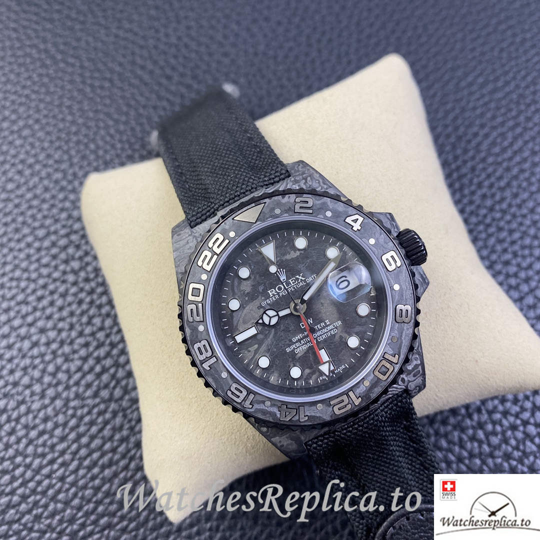 Swiss Rolex GMT Master Electro Carbon Carbon fiber strap 40MM - WatchesReplica.is