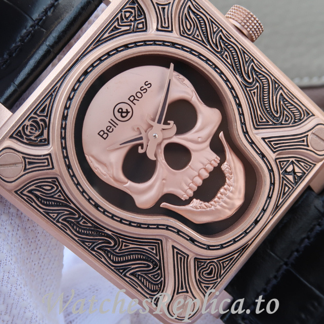 Bell Ross Replica Aviation BR01 Leather strap 46MM - WatchesReplica.is