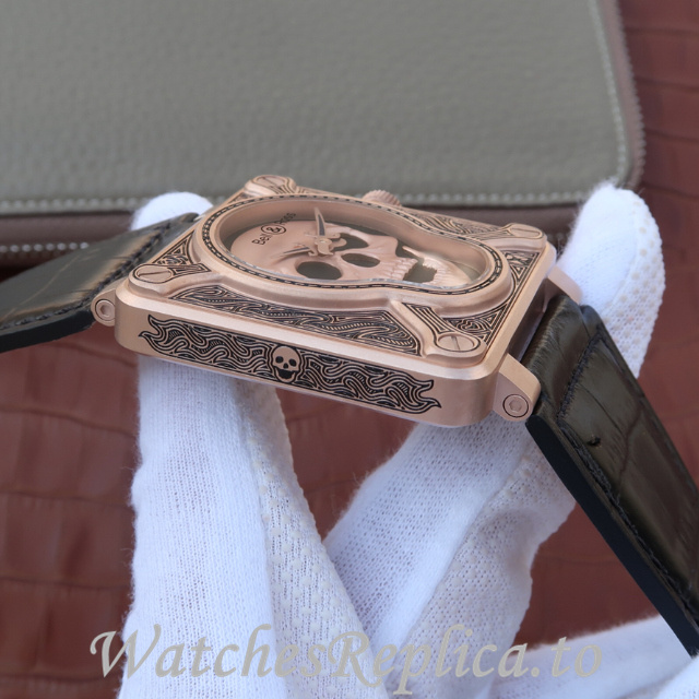 Bell Ross Replica Aviation BR01 Leather strap 46MM - WatchesReplica.is