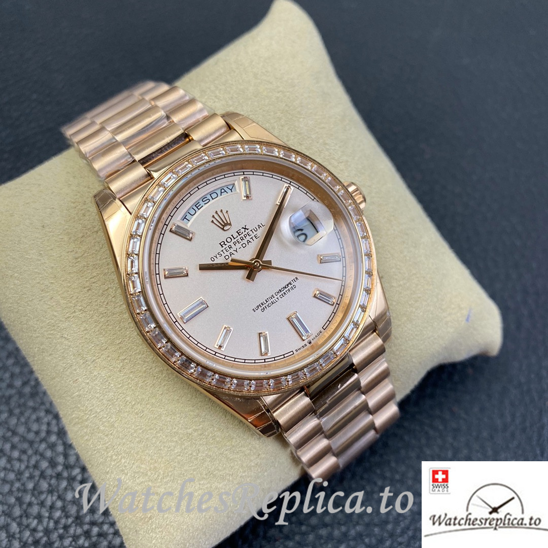 Swiss Rolex Datejust Replica 126233 Rose Gold strap 36MM - WatchesReplica.is