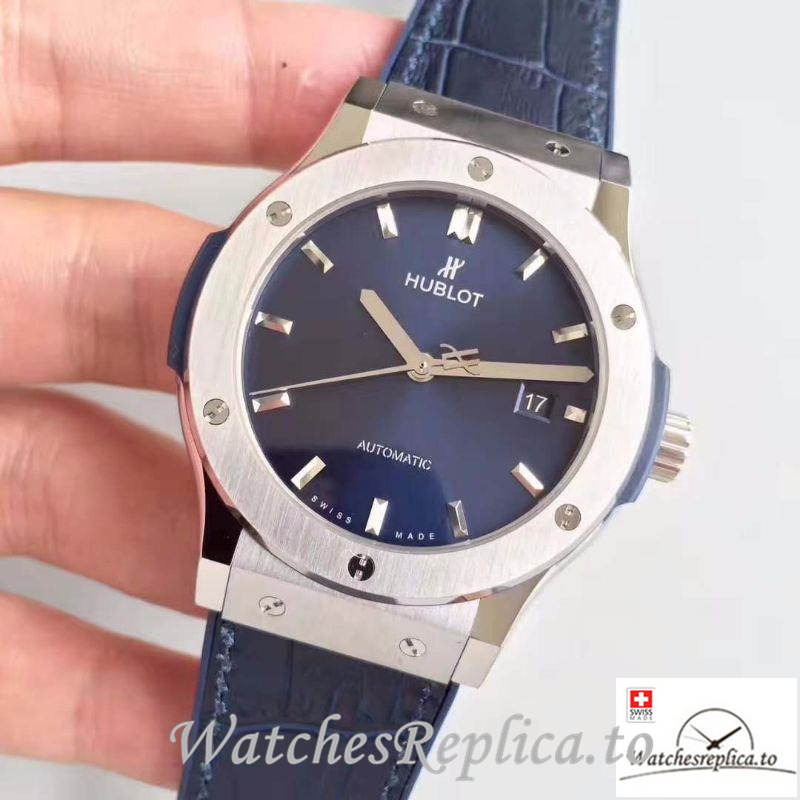 Swiss Hublot Classic Fusion Titanium Blue Replica 511.NX.7170.LR Blue Strap 45MM - WatchesReplica.is
