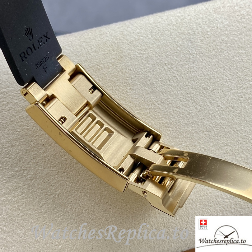 Swiss Rolex Yacht Master Replica Rubber strap 42MM Yellow Gold Case - WatchesReplica.is