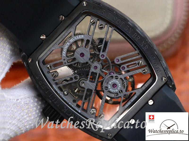 Swiss Franck Muller Vanguard Replica V45 T SQT Black Strap 44MM×53.7MM - WatchesReplica.is