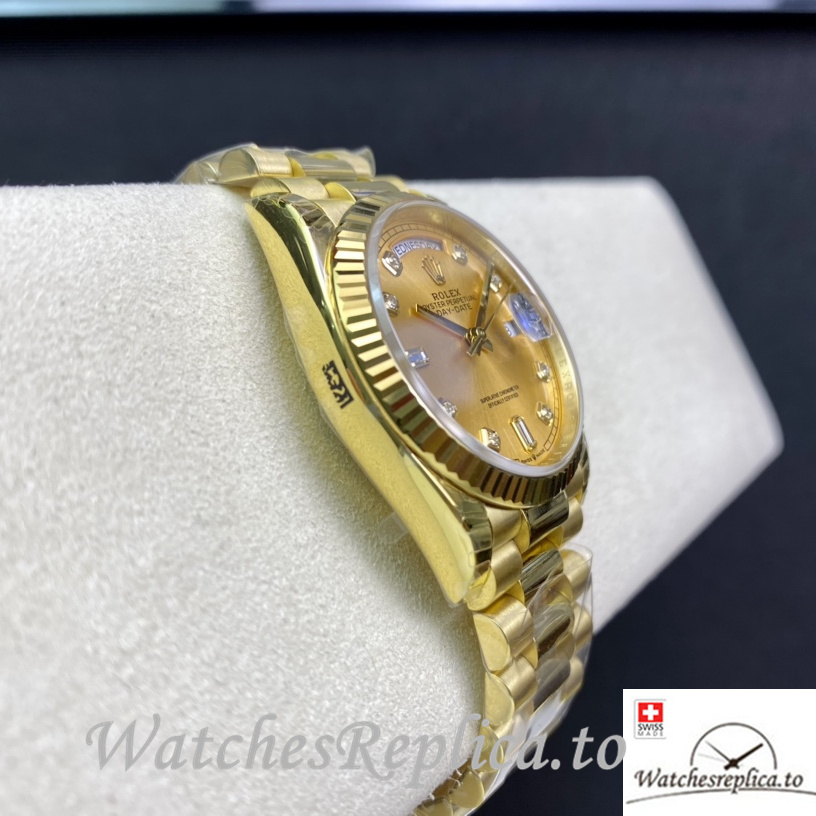Swiss Rolex Datejust Replica 126233 Yellow Gold strap 36MM - WatchesReplica.is