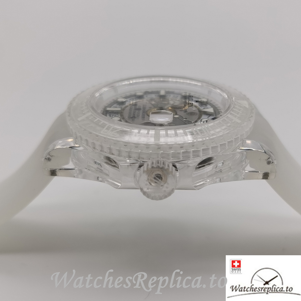 Swiss Rolex Submariner Replica White Rubber strap 40MM - WatchesReplica.is
