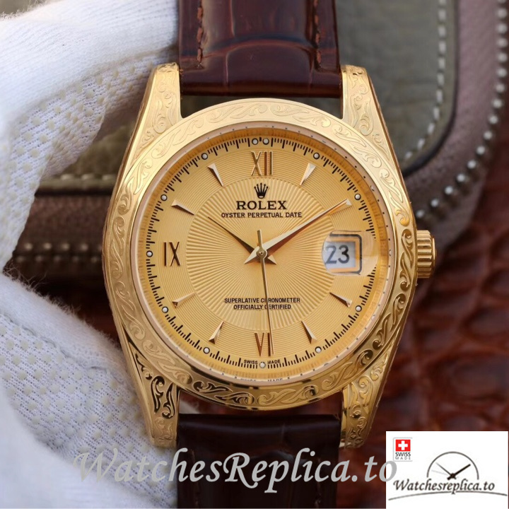 Swiss Rolex Oyster Perpetual Replica Leather strap 40MM - WatchesReplica.is