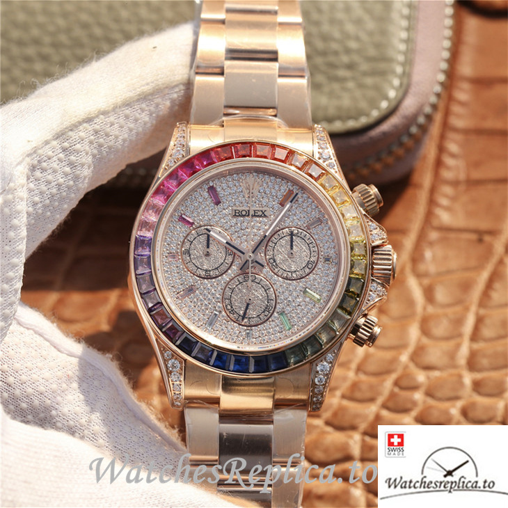 Swiss Rolex Daytona Replica 116505 Rose Gold strap 40MM - WatchesReplica.is