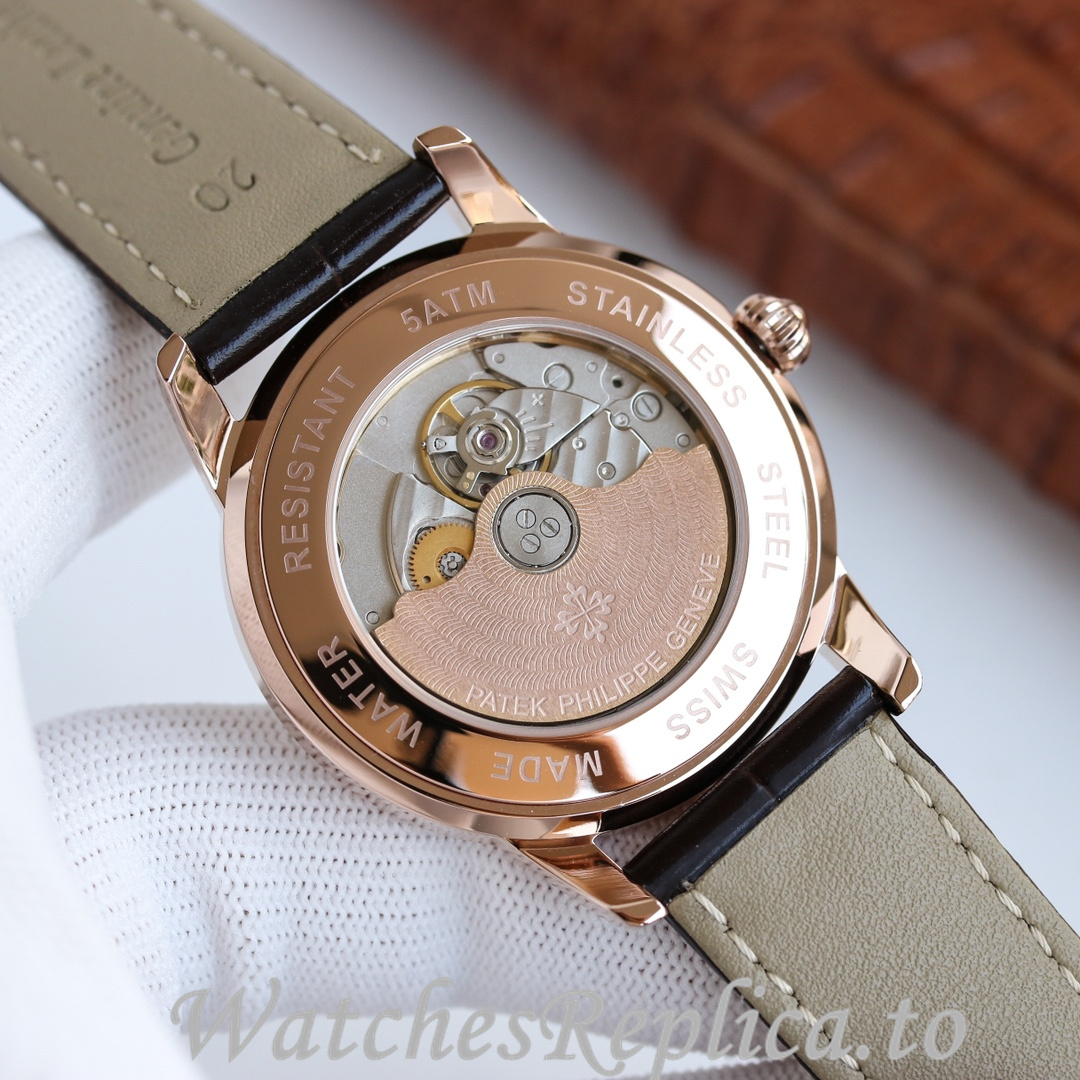 Patek Philippe Replica Complications Leather strap 40MM - WatchesReplica.is