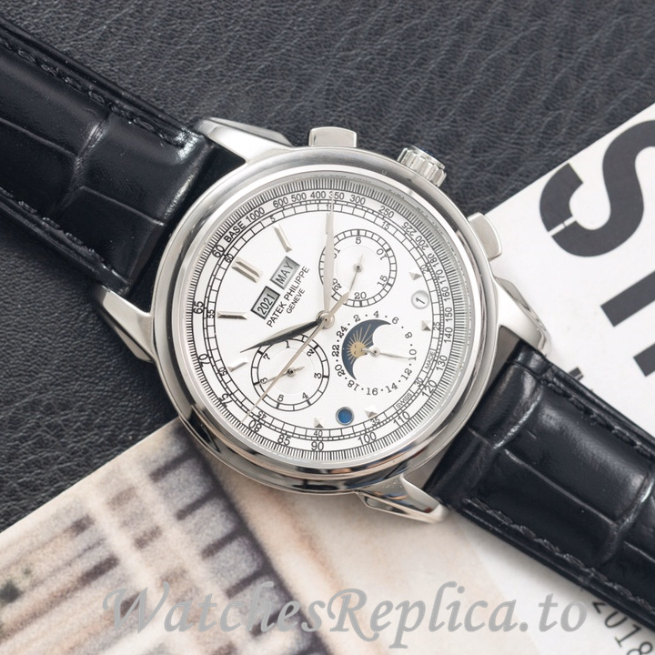 Patek Philippe Replica Complications Leather strap 41MM - WatchesReplica.is