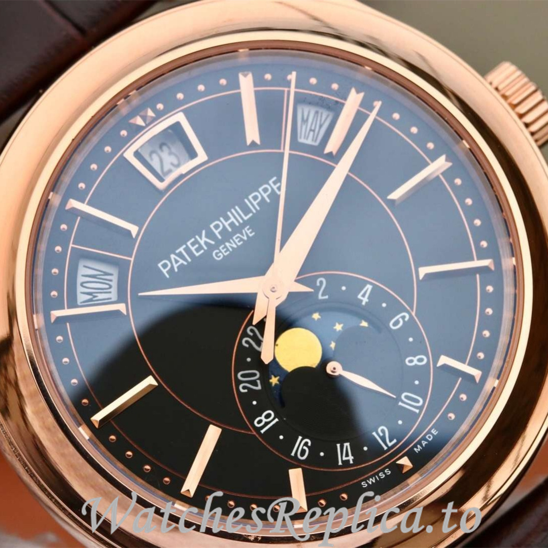Patek Philippe Replica Complications 5205G Leather strap 40MM - WatchesReplica.is