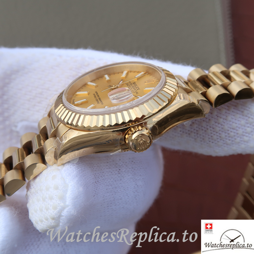 Swiss Rolex Datejust 279178-0001 Yellow Gold strap 28MM - WatchesReplica.is