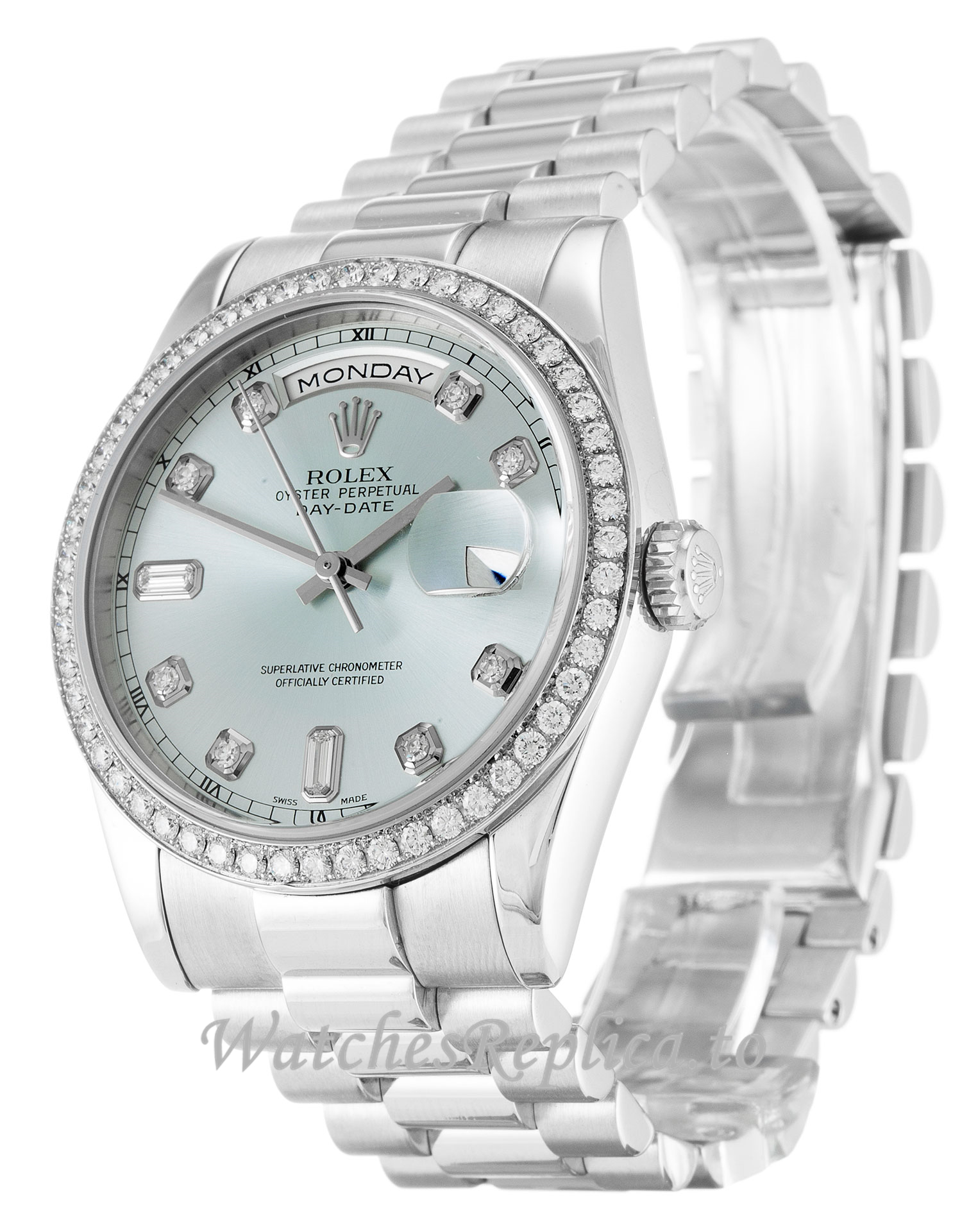 Rolex Day-Date Blue Diamond Dial 118346 - WatchesReplica.is