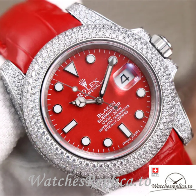 Swiss Rolex Submariner Replica Leather strap 40MM - WatchesReplica.is