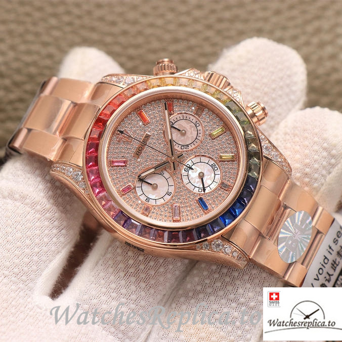 Swiss Rolex Daytona Replica 116595RBOW Rose Gold strap 40MM - WatchesReplica.is