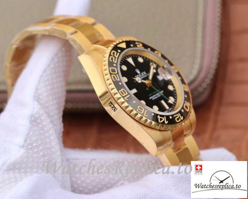 Swiss Rolex GMT Master II Replica 116718 Gold Strap 40MM - WatchesReplica.is