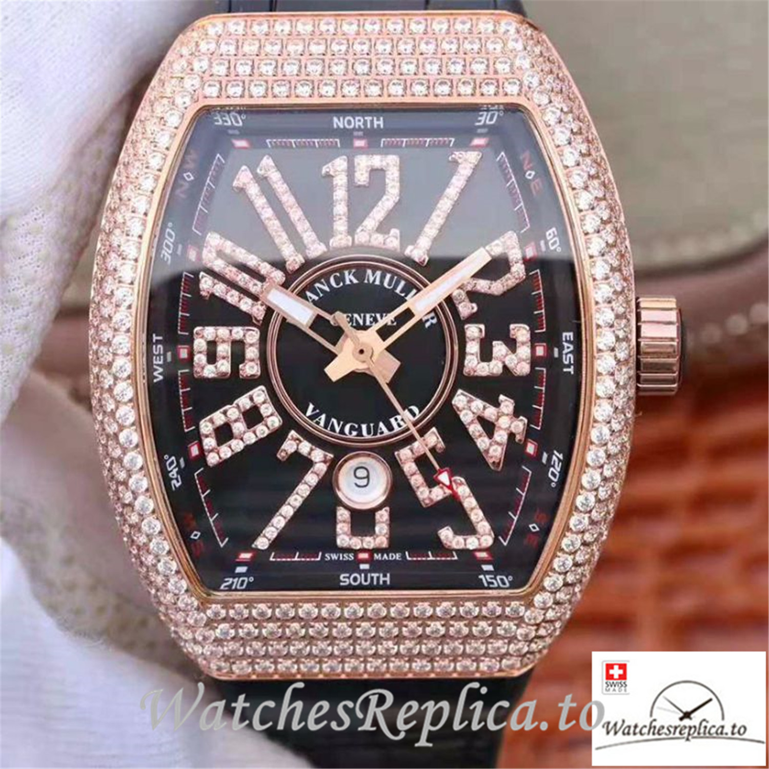 Swiss Franck Muller Vanguard Replica V45.SC.DT.D.NBR.CD.5N.NR Black Strap 44 MM × 54 MM - WatchesReplica.is