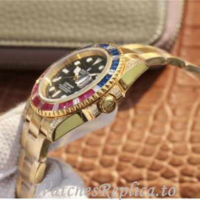 Swiss Rolex Submariner Replica 116610 Yellow Gold strap 40MM - WatchesReplica.is