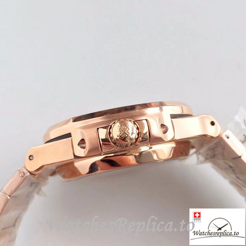 Swiss Patek Philippe Nautilus Moonphase Replica 5712R-001 Rose Gold Strap 40MM - WatchesReplica.is