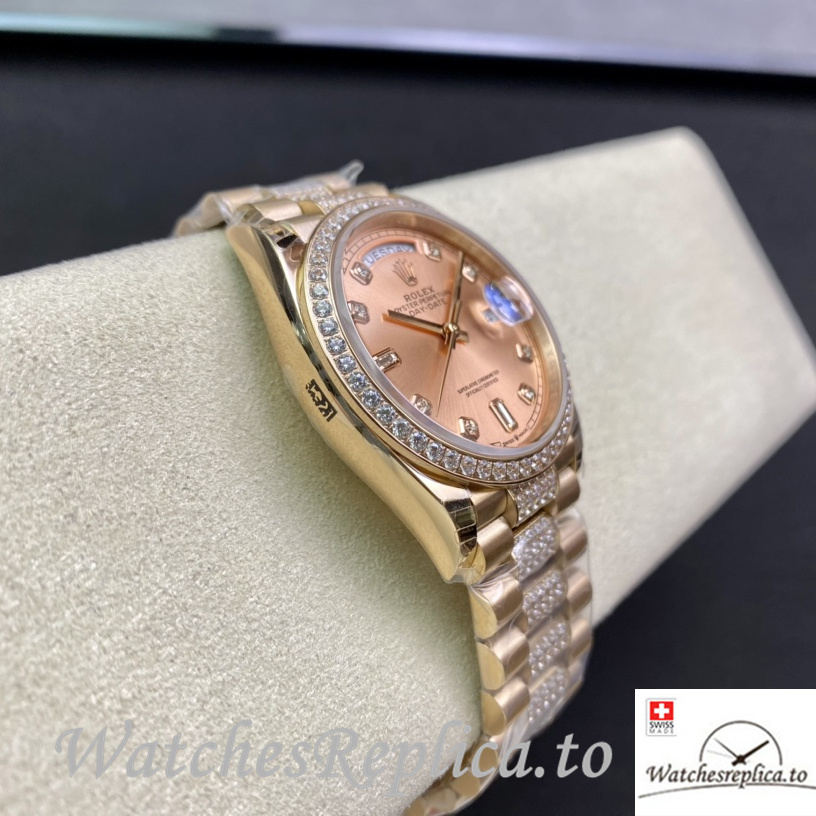Swiss Rolex Datejust 128348 Replica Rose Gold strap 36MM - WatchesReplica.is