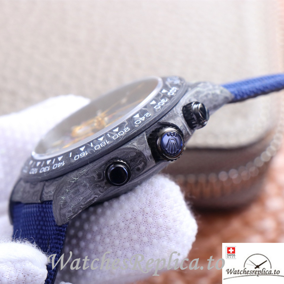 Swiss Rolex Daytona Replica Blue Canvas strap 40MM Blue Dial - WatchesReplica.is