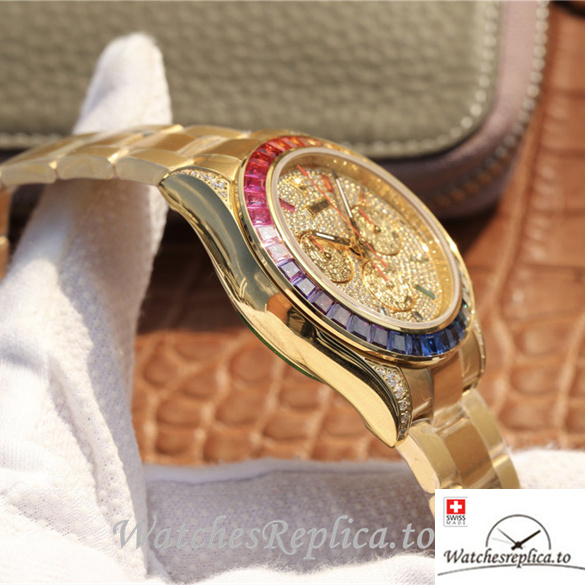 Swiss Rolex Daytona Replica 116598RBOW Yellow Gold strap 40MM - WatchesReplica.is