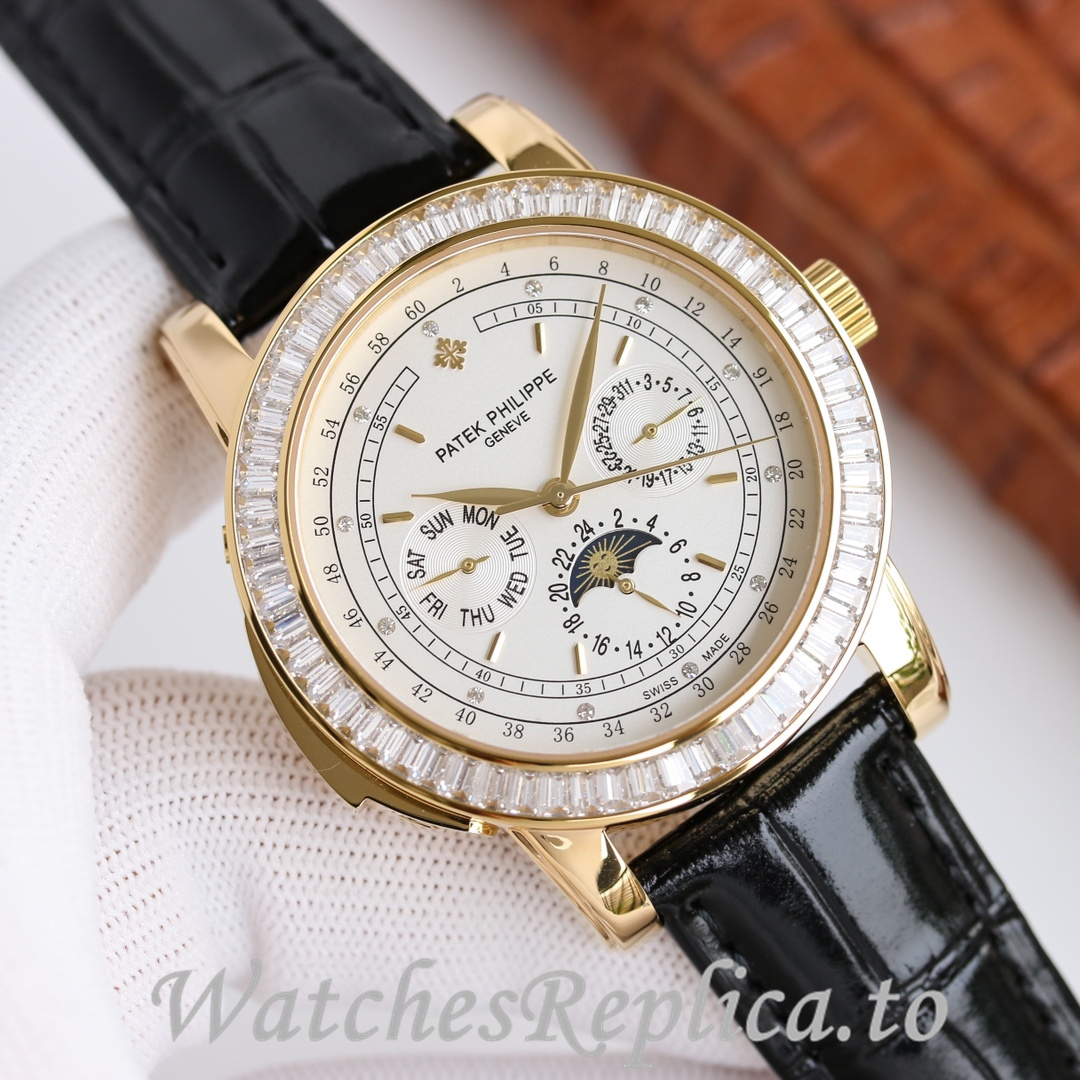 Patek Philippe Replica Complications 5073P Leather strap 42MM - WatchesReplica.is