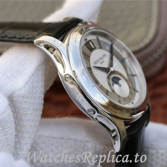 Patek Philippe Replica Complications 5205G Leather strap 40MM - WatchesReplica.is