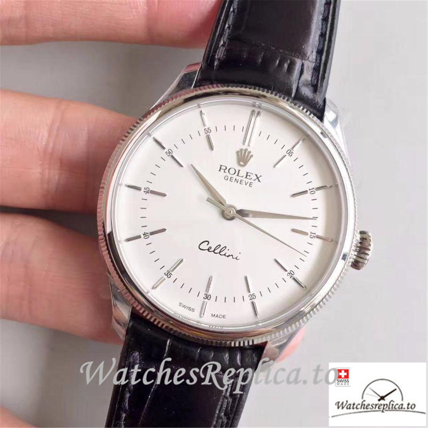 Swiss Rolex Cellini Replica 50509 White Dial 39MM - WatchesReplica.is
