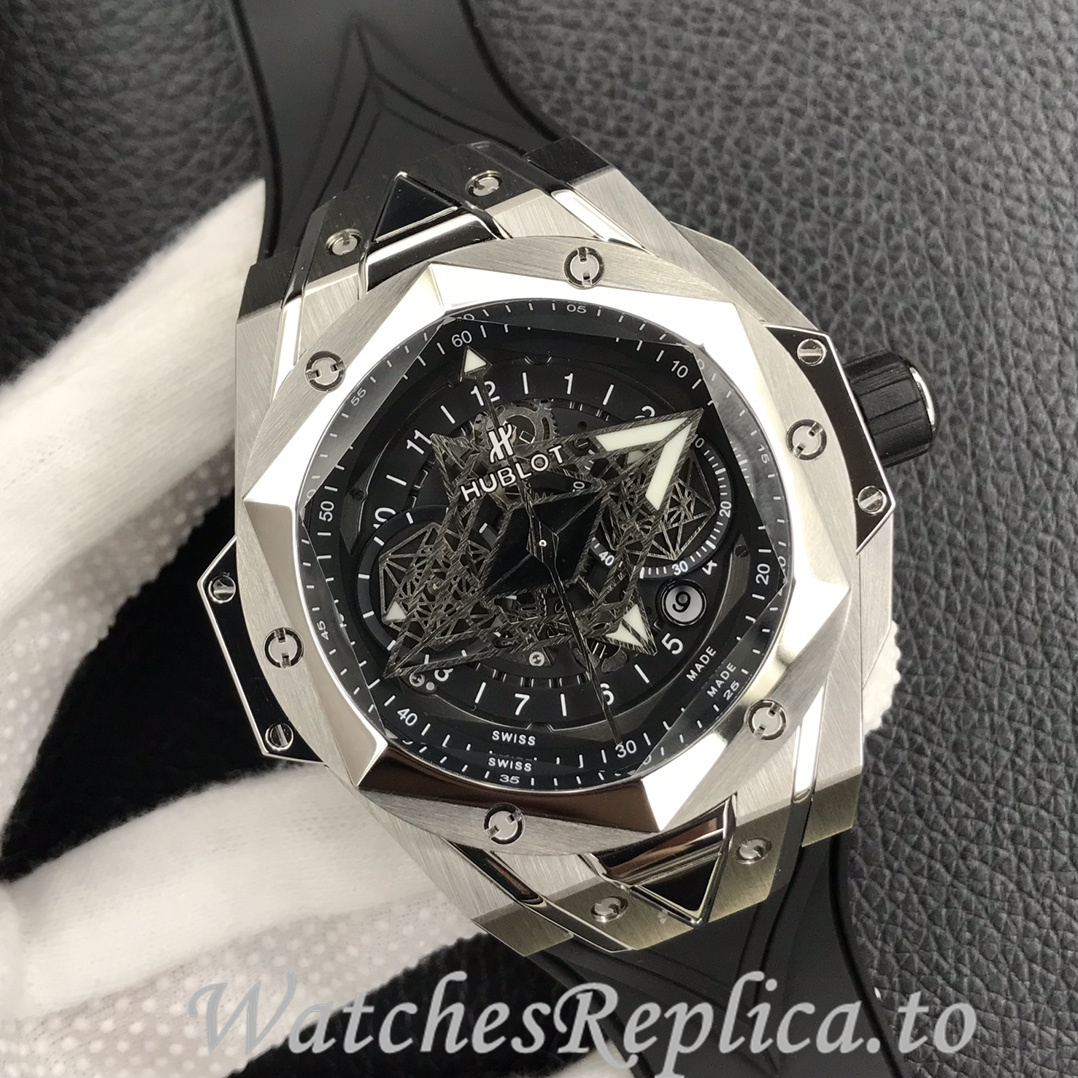 Hublot Replica Big Bang Sang Bleu II Rubber strap 45MM - WatchesReplica.is