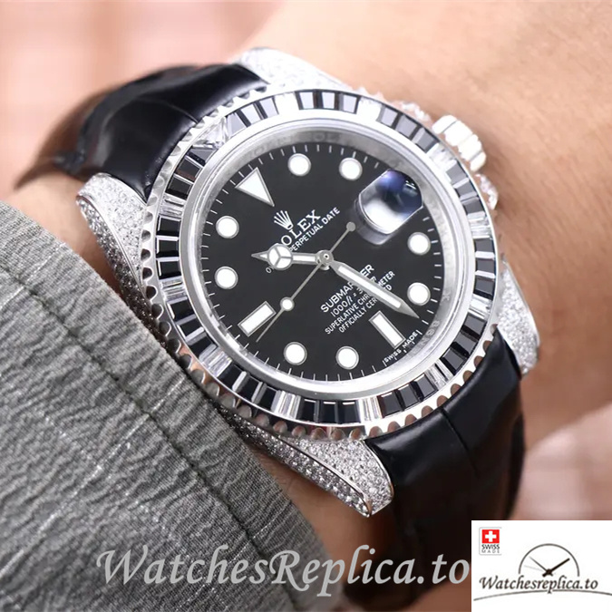 Swiss Rolex Submariner Replica 116610LV Leather strap 40MM - WatchesReplica.is