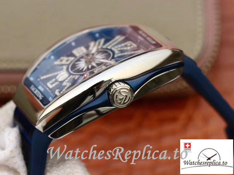 Swiss Franck Muller Vanguard Replica V45 002 Blue Strap 45MM - WatchesReplica.is