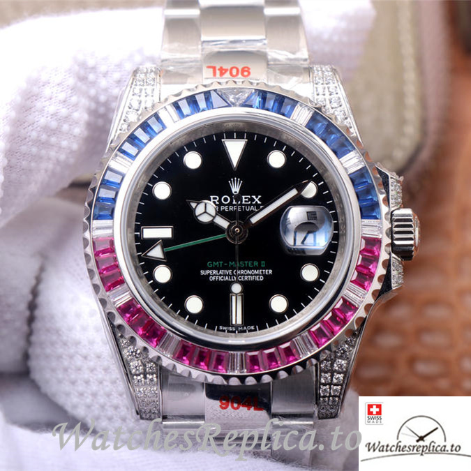 Swiss Rolex GMT-Master Replica Stainless steel strap 40MM - WatchesReplica.is