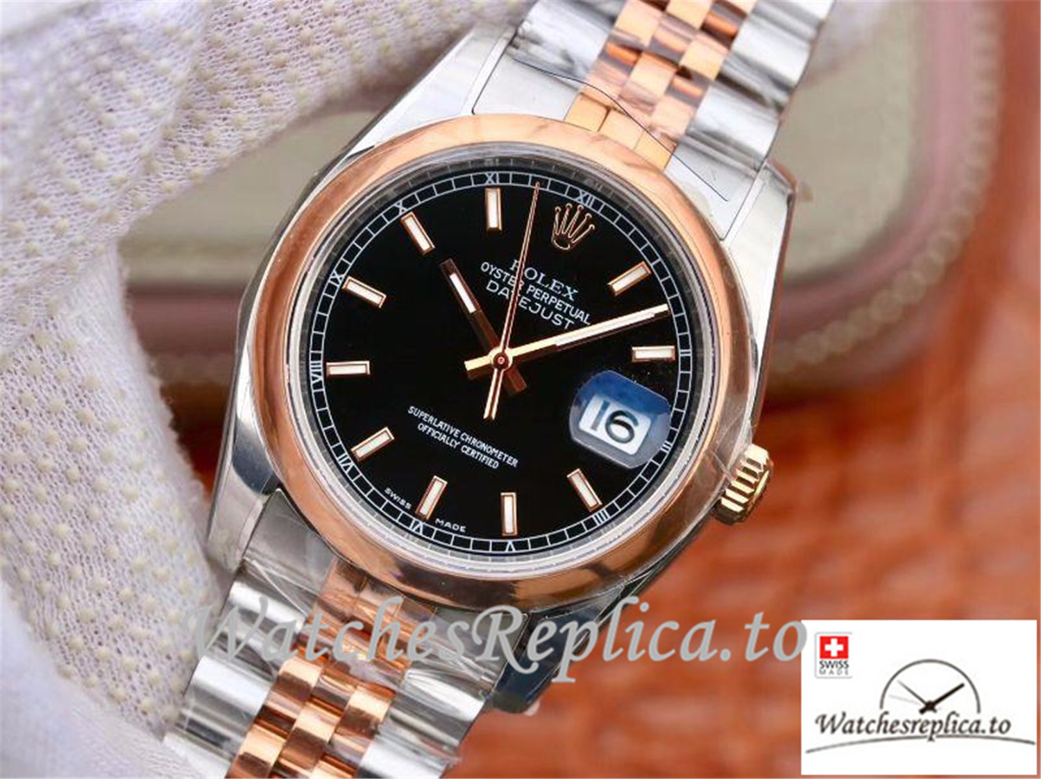 Swiss Rolex Datejust Replica 126201 Rose gold Bezel 36MM - WatchesReplica.is