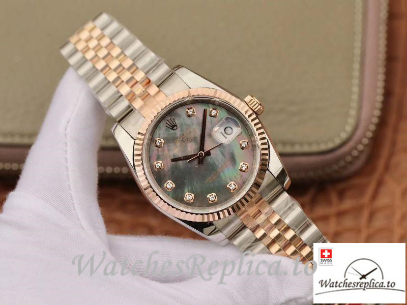 Swiss Rolex Datejust Replica 116233 005 Rose Gold Bezel 36MM - WatchesReplica.is