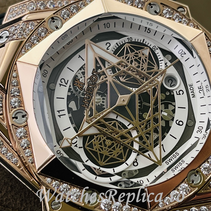Hublot Replica Big Bang Sang Bleu II Rubber strap 45MM - WatchesReplica.is