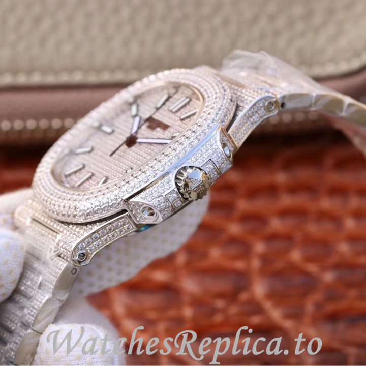 Patek Philippe Replica Nautilus 5719 White Gold strap 40MM - WatchesReplica.is