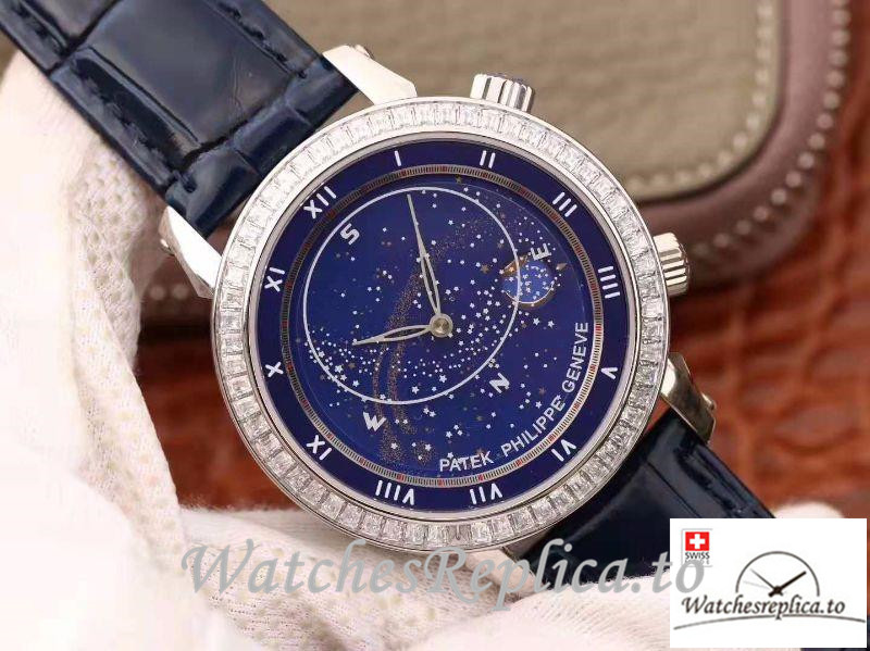 Swiss Patek Philippe Grand Complications Sky Moon Celestial Replica 5102G 001 Black Strap 43MM - WatchesReplica.is