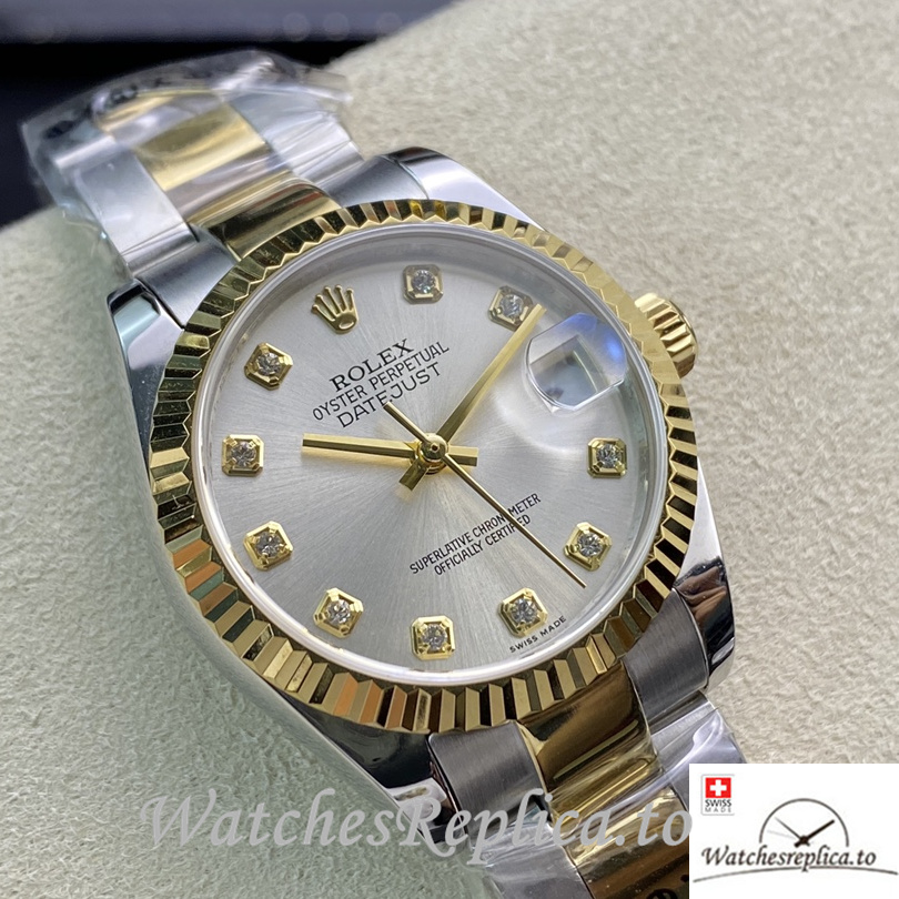 Swiss Rolex Datejust Replica 178384 Stainless steel strap 31MM Silver Dial - WatchesReplica.is