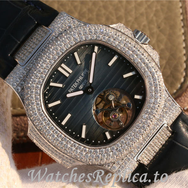 Patek Philippe Replica Nautilus Leather strap 40MM - WatchesReplica.is