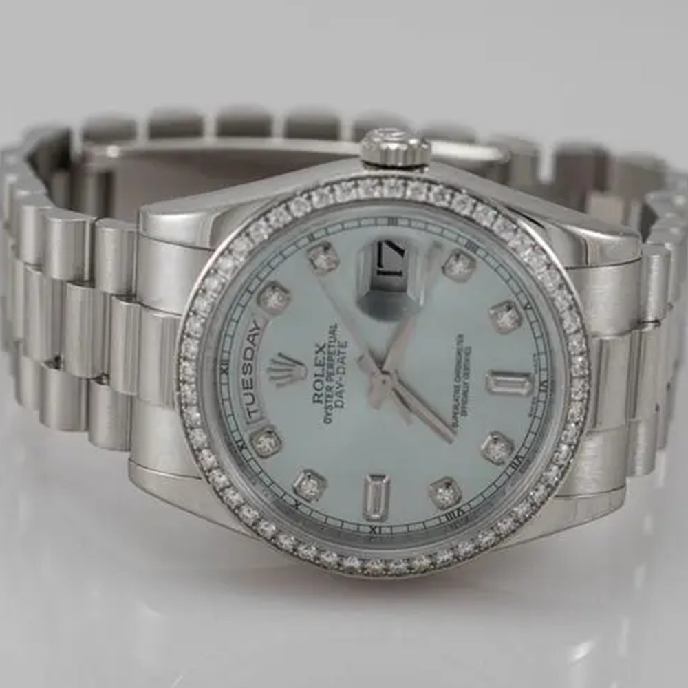 Rolex Day-Date Blue Diamond Dial 118346 - WatchesReplica.is
