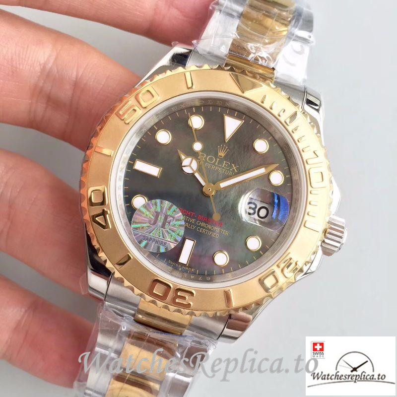 Swiss Rolex Yacht Master Replica 116621 001 Rose Gold Bezel 40MM - WatchesReplica.is