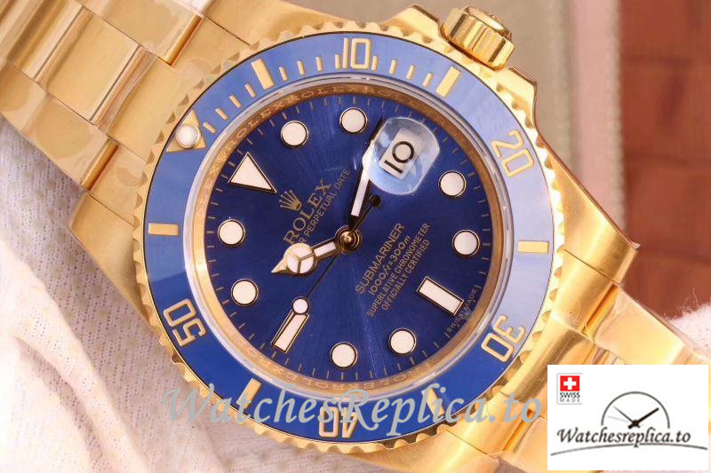 Swiss Rolex Submariner Date Replica 116618LB Gold Strap 40MM - WatchesReplica.is