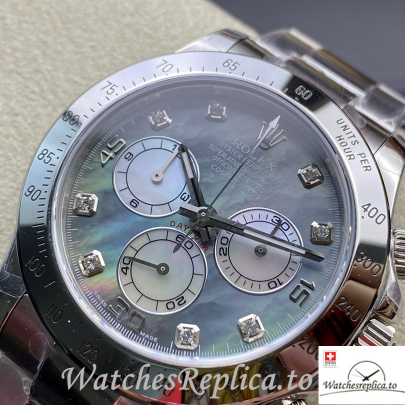 Swiss Rolex Daytona Replica Stainless steel strap 40MM Mother of pearl Dial - WatchesReplica.is