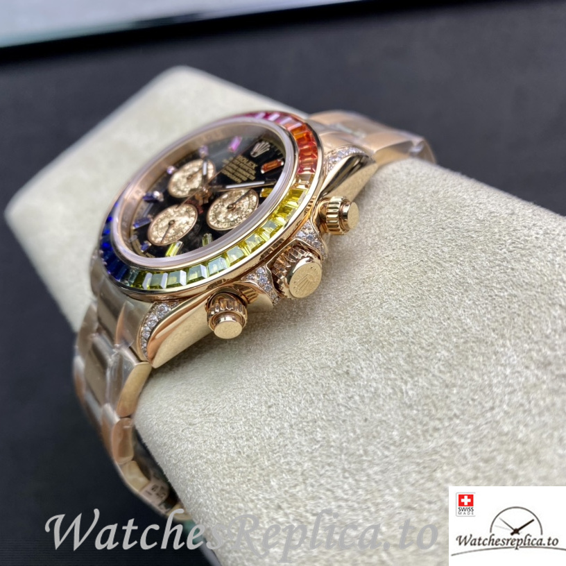 Swiss Rolex Daytona 116598RBOW Replica Rose Gold strap 40MM - WatchesReplica.is